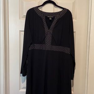 INC woman black dress with polka dot detail & tie